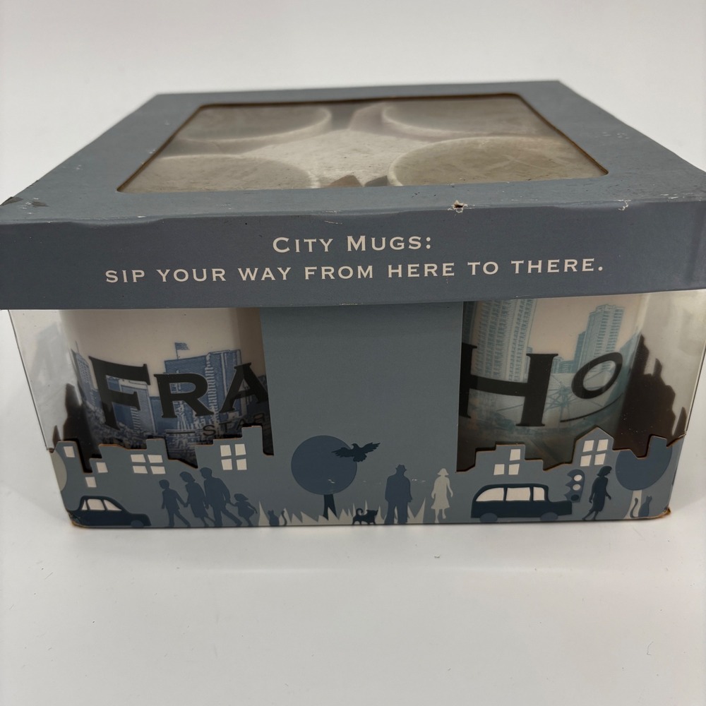 Starbucks City Mugs Set of 4 Blue White San Francisco Chicago Napa NY NiB